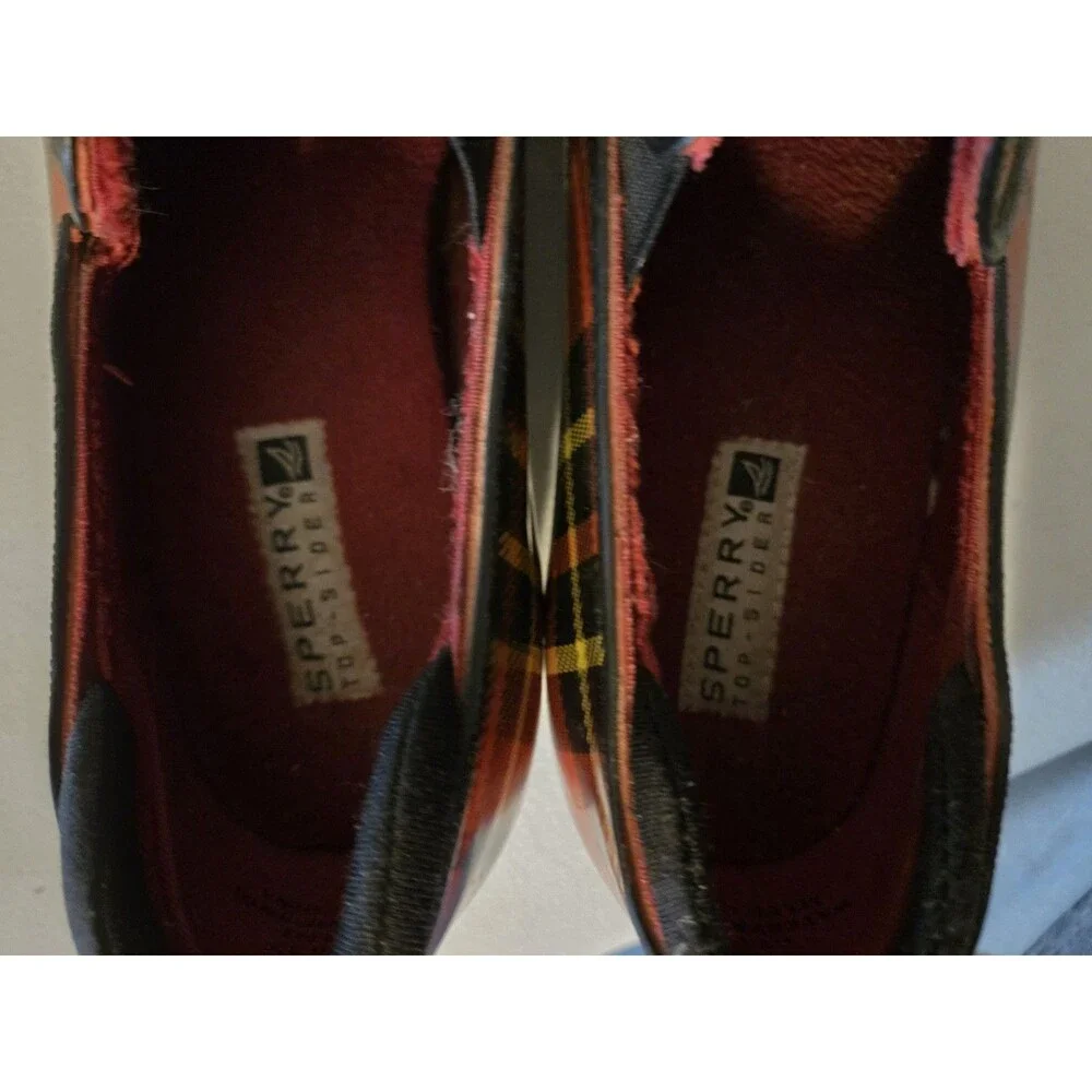 Sperry Top-Sider Womens Size 8 M Red Plaid Waterproof Rubber Rain Shoes Clogs...